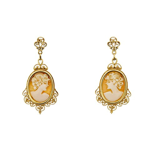 Boucles d'oreilles Boucles d’oreilles pendantes - Camée en or jaune 18 kt 58 Facettes 35627