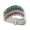Bague Bague rivière ondulée en or blanc 18 ct avec émeraudes, saphirs, rubis et diamants 58 Facettes 33645