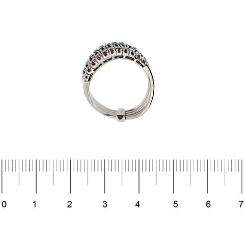 Bague Bague rivière ondulée en or blanc 18 ct avec émeraudes, saphirs, rubis et diamants 58 Facettes 33645