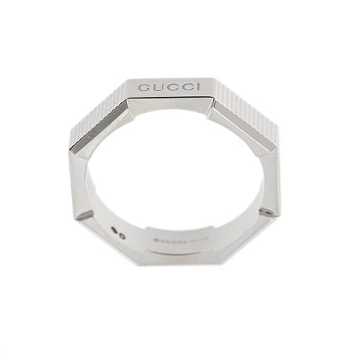 Bague 57 Gucci Link To Love - Bague alliance octogonale rainurée en or blanc 18 ct 58 Facettes 38246