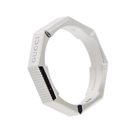 Bague 57 Gucci Link To Love - Bague alliance octogonale rainurée en or blanc 18 ct 58 Facettes 38246