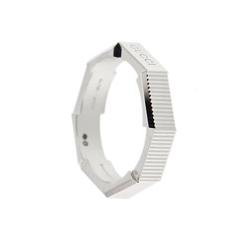 Bague 57 Gucci Link To Love - Bague alliance octogonale rainurée en or blanc 18 ct 58 Facettes 38246