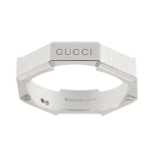 Bague 57 Gucci Link To Love - Bague alliance octogonale rainurée en or blanc 18 ct 58 Facettes 38246