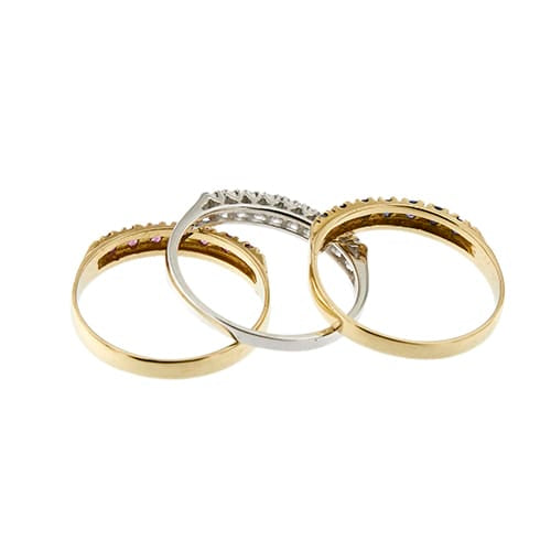 Bague 55 Trio de bagues rivière en or 18 ct avec saphirs, rubis et diamants 58 Facettes 29582