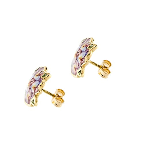 Boucles d'oreilles Gabriella Rivalta - Boucles d’oreilles fleurs émaillées en or jaune 18 ct 58 Facettes 36332