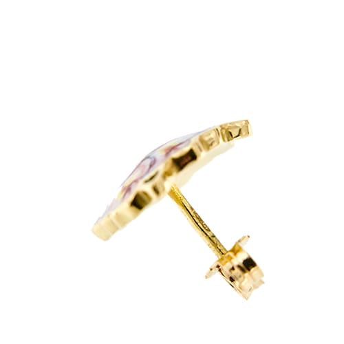 Boucles d'oreilles Gabriella Rivalta - Boucles d’oreilles fleurs émaillées en or jaune 18 ct 58 Facettes 36332