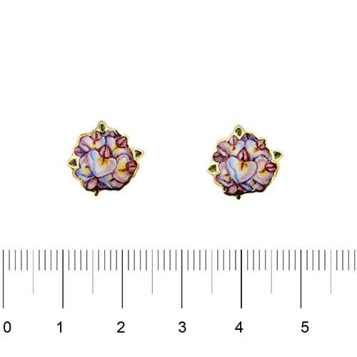 Boucles d'oreilles Gabriella Rivalta - Boucles d’oreilles fleurs émaillées en or jaune 18 ct 58 Facettes 36332