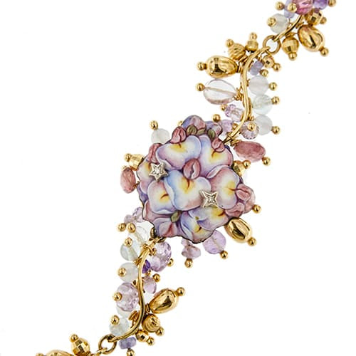 Bracelet Gabriella Rivalta - Bracelet fleur émaillée en or jaune 18 ct et diamants 58 Facettes 36205