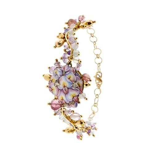 Bracelet Gabriella Rivalta - Bracelet fleur émaillée en or jaune 18 ct et diamants 58 Facettes 36205
