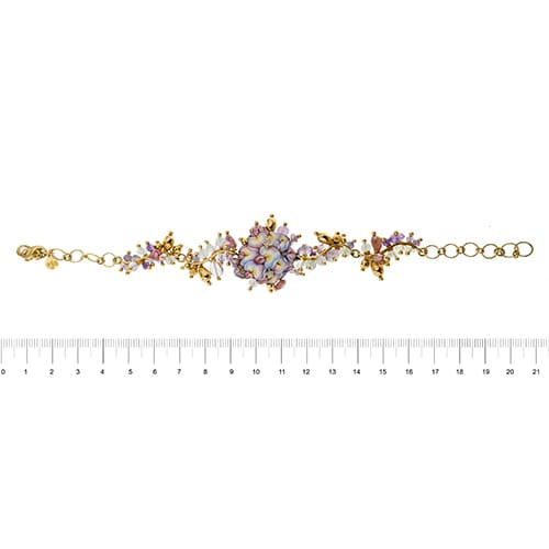 Bracelet Gabriella Rivalta - Bracelet fleur émaillée en or jaune 18 ct et diamants 58 Facettes 36205