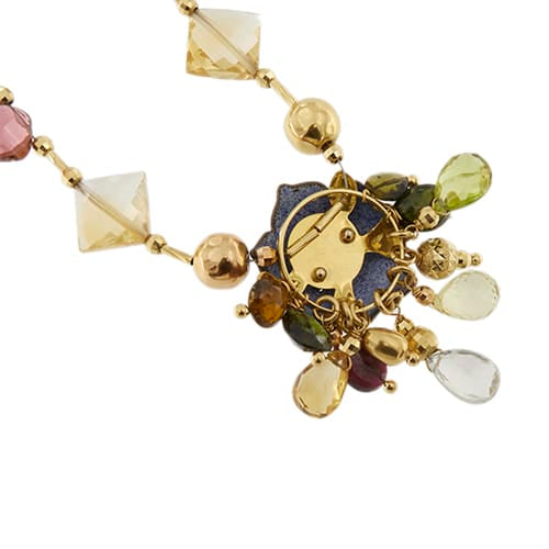 Collier Gabriella Rivalta - Collier fleur émaillée en or jaune 18 ct avec diamants 58 Facettes 36202