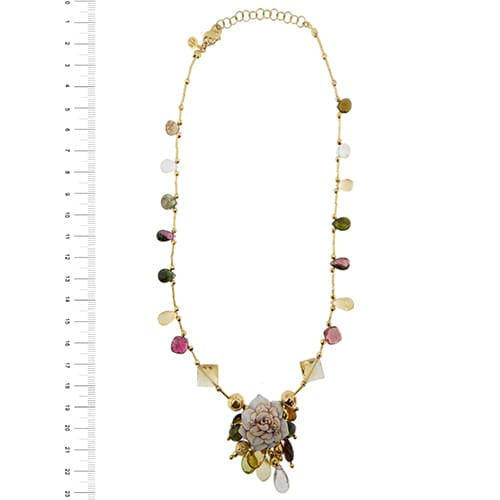 Collier Gabriella Rivalta - Collier fleur émaillée en or jaune 18 ct avec diamants 58 Facettes 36202