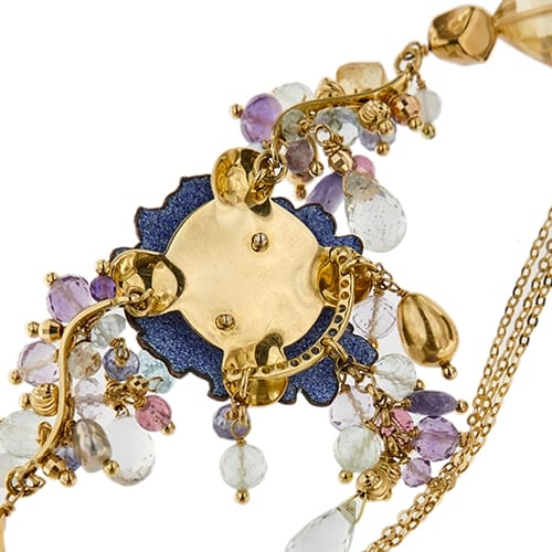 Collier Gabriella Rivalta - Collier fleur émaillée en or jaune 18 ct et diamants 58 Facettes 36199