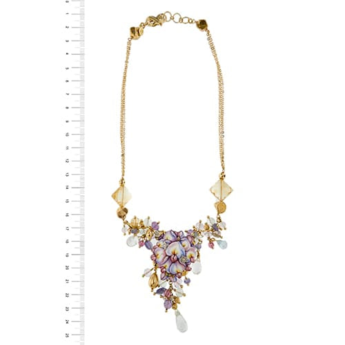 Collier Gabriella Rivalta - Collier fleur émaillée en or jaune 18 ct et diamants 58 Facettes 36199