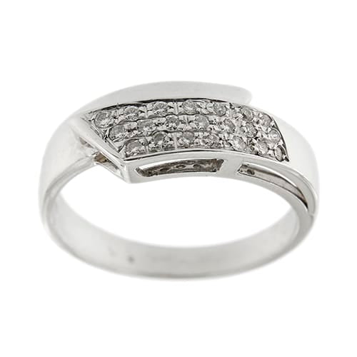 Bague 55 Bague contrariée en or blanc 18 ct sertie de diamants 58 Facettes 18525