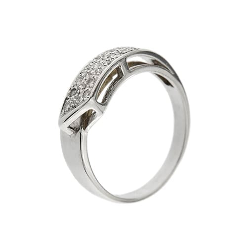 Bague 55 Bague contrariée en or blanc 18 ct sertie de diamants 58 Facettes 18525
