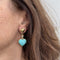 Boucles d'oreilles Damiani - Boucles d’oreilles cœur pendantes en or jaune 18 carats, diamants et turquoises 58 Facettes 37515