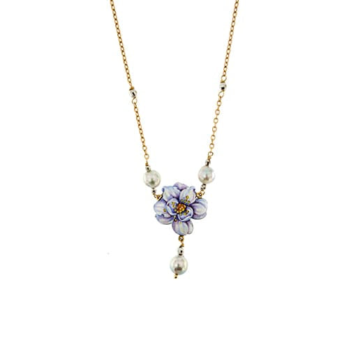 Collier Gabriella Rivalta - Collier en or jaune 18 ct avec perles et fleur émaillée 58 Facettes 36329