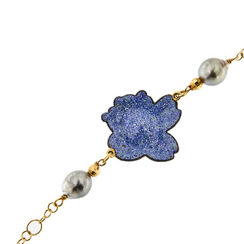 Bracelet Gabriella Rivalta - Bracelet fleur émaillée en or jaune 18 ct et perles 58 Facettes 36328
