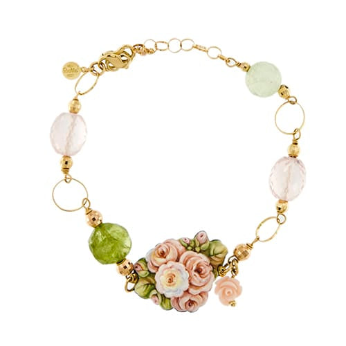 Bracelet Gabriella Rivalta - Bracelet à maillons en or jaune avec fleur émaillée 58 Facettes 36316