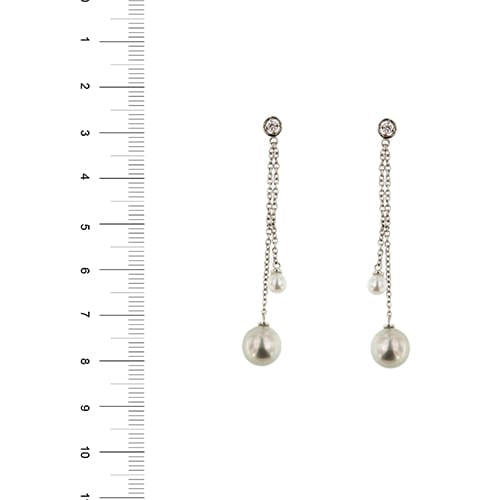 Boucles d'oreilles Salvini - Boucles d’oreilles pendantes en or blanc 18 ct, perles et diamants 58 Facettes 30516