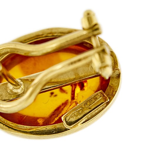 Boucles d'oreilles Boucles d’oreilles - Puces en or jaune 18 ct avec ambre 58 Facettes 38578