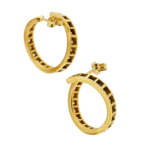 Boucles d'oreilles Boucles d’oreilles créoles ouvertes en or jaune 18 ct et diamants 58 Facettes 36761