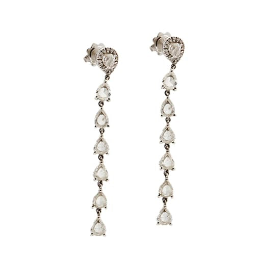 Boucles d'oreilles Boucles d’oreilles pendantes goutte en or blanc 18 ct et diamants 58 Facettes 36383
