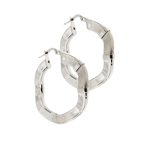 Boucles d'oreilles Boucles d’oreilles créoles ondulées en or blanc 18 ct 58 Facettes 22479