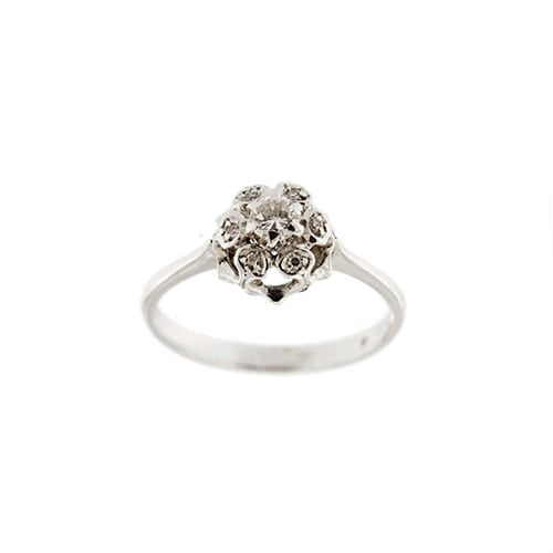 Bague 57 Bague solitaire fleur - Diamants 0,24 ct en or blanc 18 kt 58 Facettes 35652