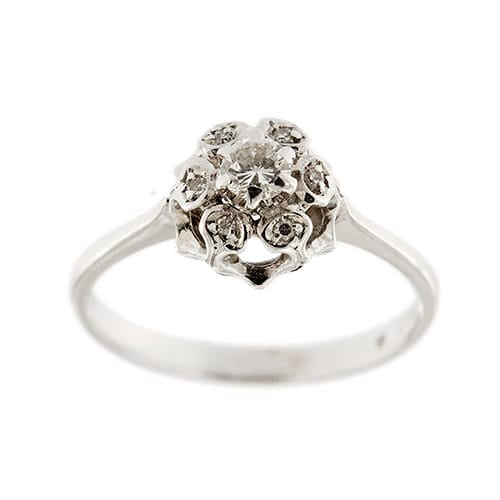Bague 57 Bague solitaire fleur - Diamants 0,24 ct en or blanc 18 kt 58 Facettes 35652