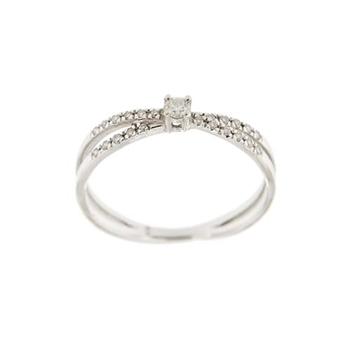 Bague 55 Mauboussin A la croisée des chemins - Bague double en or blanc 18 ct et diamants 58 Facettes 38611