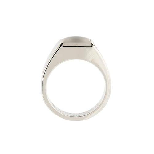 Bague 51 Cartier Tank - Bague chevalière en or blanc 18 ct avec pierre de lune 58 Facettes 36051