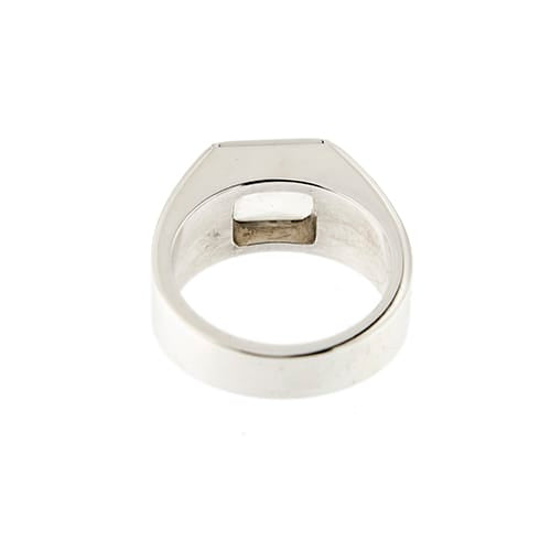 Bague 51 Cartier Tank - Bague chevalière en or blanc 18 ct avec pierre de lune 58 Facettes 36051