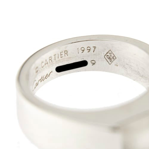 Bague 51 Cartier Tank - Bague chevalière en or blanc 18 ct avec pierre de lune 58 Facettes 36051