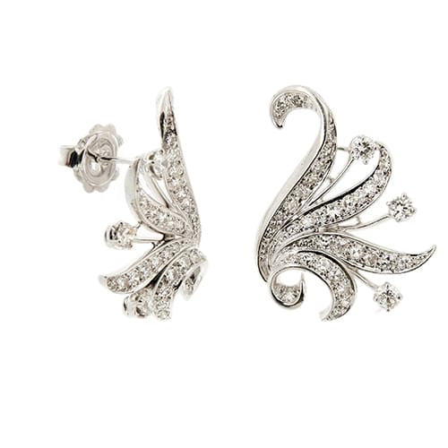 Boucles d'oreilles Boucles d’oreilles puces en or blanc 18 ct avec diamants (2,10 ct) 58 Facettes 38923