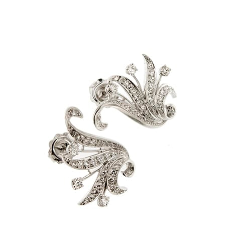 Boucles d'oreilles Boucles d’oreilles puces en or blanc 18 ct avec diamants (2,10 ct) 58 Facettes 38923