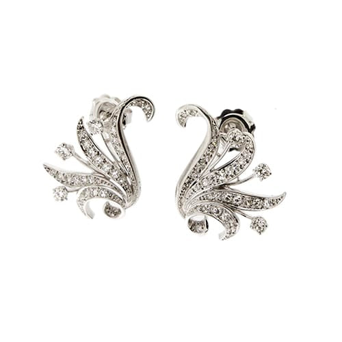 Boucles d'oreilles Boucles d’oreilles puces en or blanc 18 ct avec diamants (2,10 ct) 58 Facettes 38923