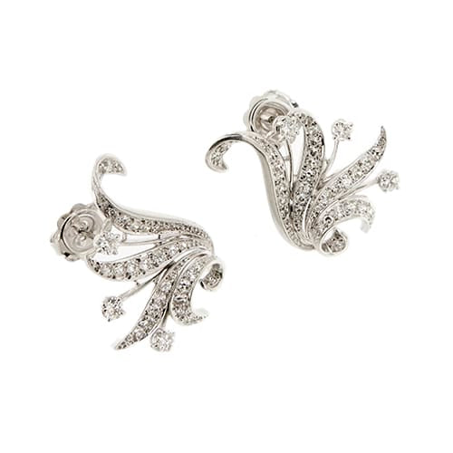 Boucles d'oreilles Boucles d’oreilles puces en or blanc 18 ct avec diamants (2,10 ct) 58 Facettes 38923
