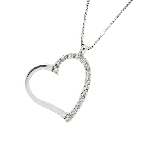 Collier Collier - Pendentif cœur en or blanc 18 ct et diamants 58 Facettes 35585