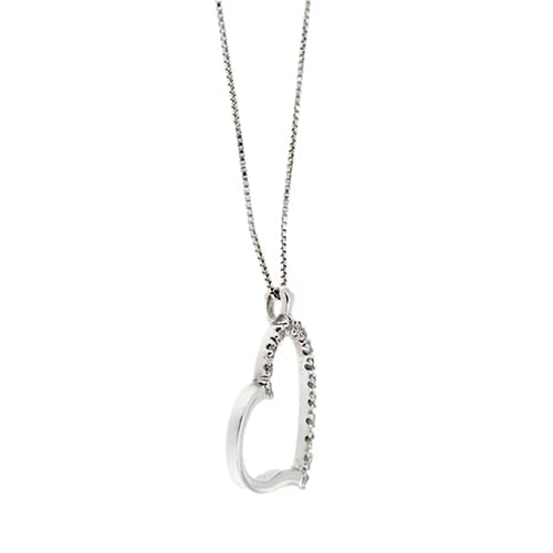 Collier Collier - Pendentif cœur en or blanc 18 ct et diamants 58 Facettes 35585