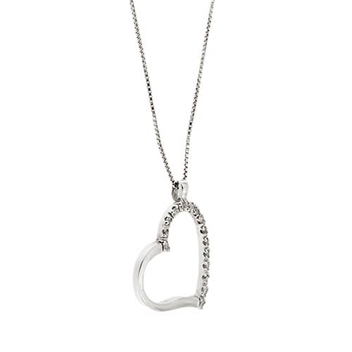 Collier Collier - Pendentif cœur en or blanc 18 ct et diamants 58 Facettes 35585