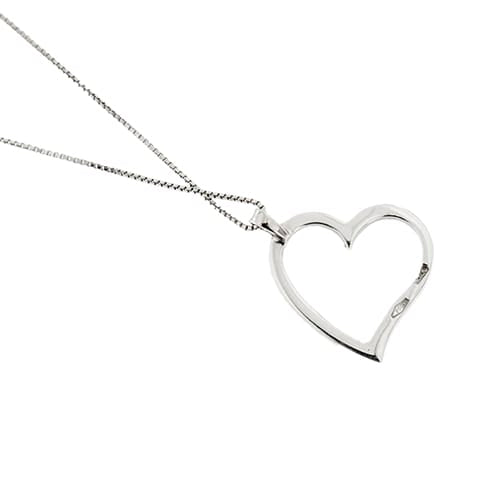 Collier Collier - Pendentif cœur en or blanc 18 ct et diamants 58 Facettes 35585