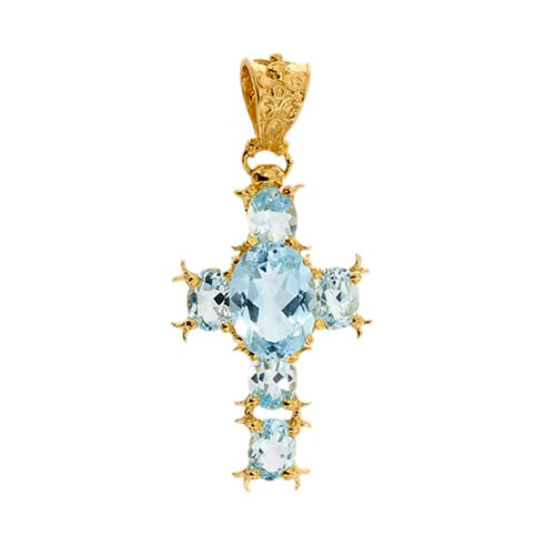 Pendentif Pendentif croix en or jaune 18 ct et topazes 58 Facettes 1885