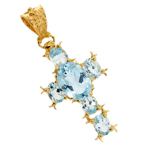 Pendentif Pendentif croix en or jaune 18 ct et topazes 58 Facettes 1885