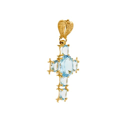 Pendentif Pendentif croix en or jaune 18 ct et topazes 58 Facettes 1885