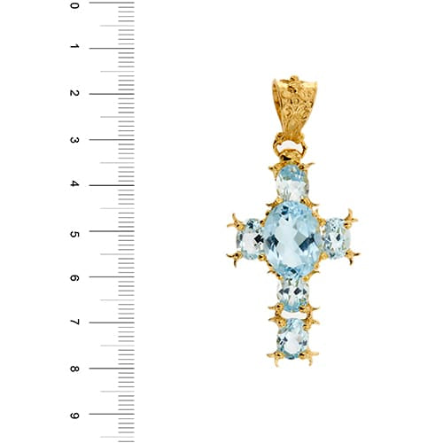 Pendentif Pendentif croix en or jaune 18 ct et topazes 58 Facettes 1885