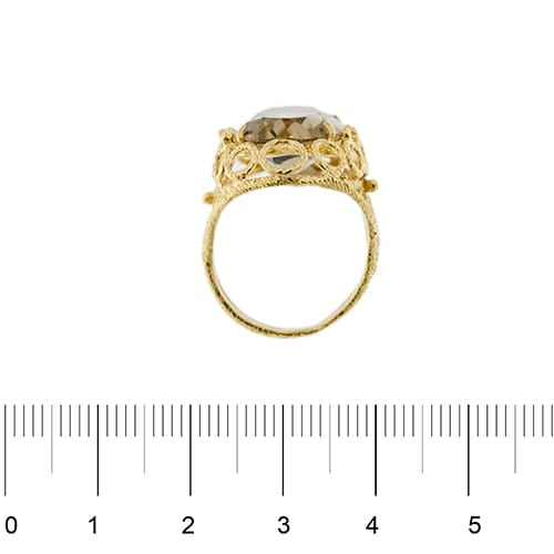 Bague Bague - Quartz fumé ovale en or jaune 18 ct 58 Facettes 34882