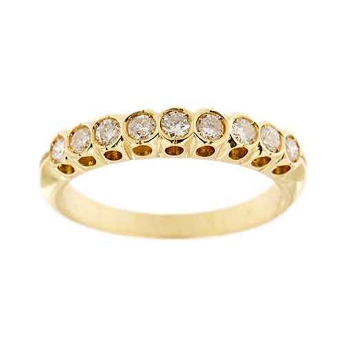 Bague 55 Bague rivière en or jaune 18 ct avec diamants 0,60 ct 58 Facettes 36983