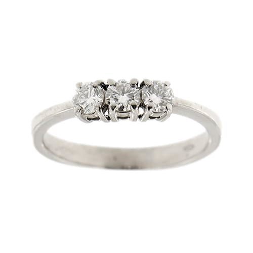 Bague 54 Bague trilogie - anneau en or blanc 18 ct et diamants 0,36 ct 58 Facettes 27536